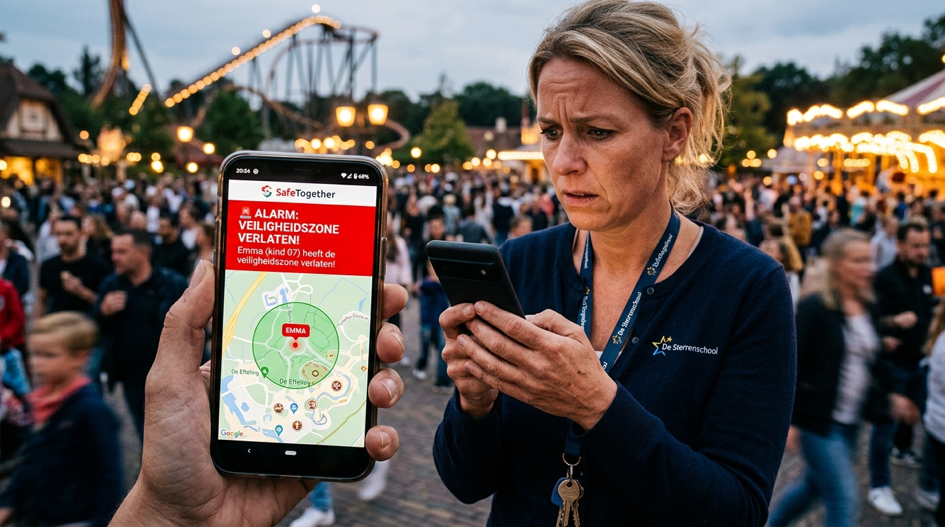 Zone-alert melding op smartphone SafeTogether